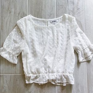 BB Dakota White Lace Smocked Blouse